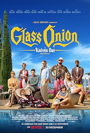 Movie poster for "Glass Onion: A Knives Out Mystery"